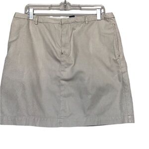 Gap skirt size 14 khaki 100% cotton front zip & hook closure